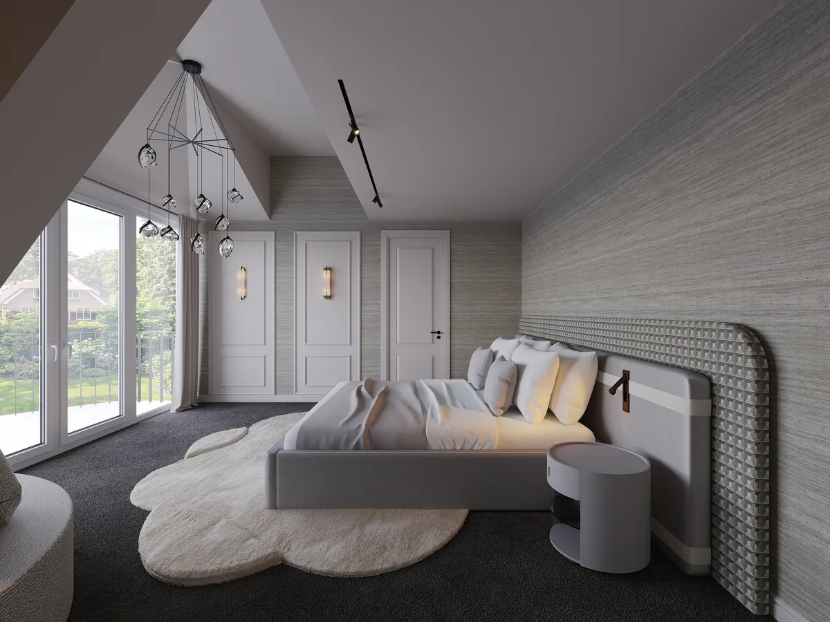 Slaapkamer met zicht op het balkon