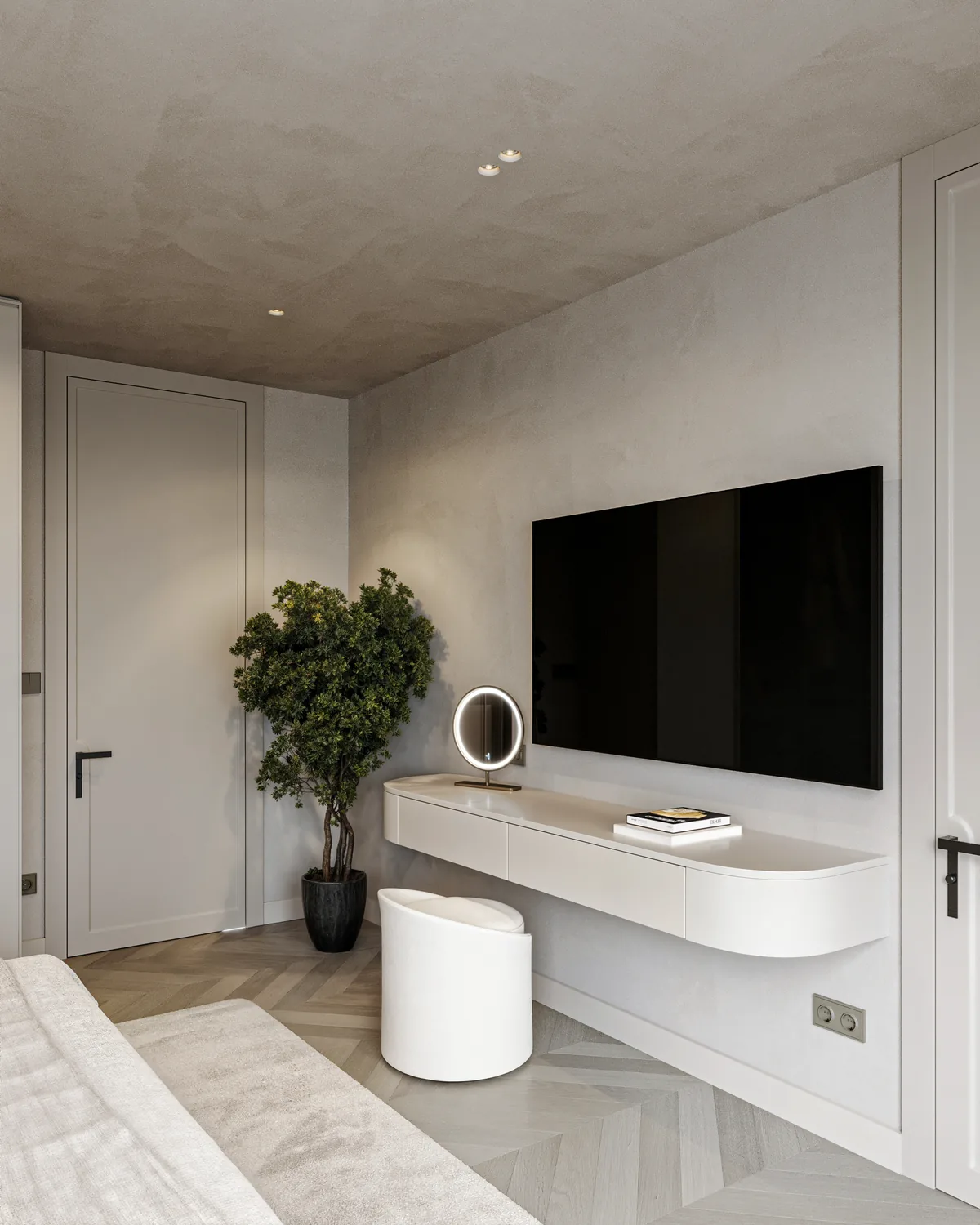 Televisiewand met zwevend blad