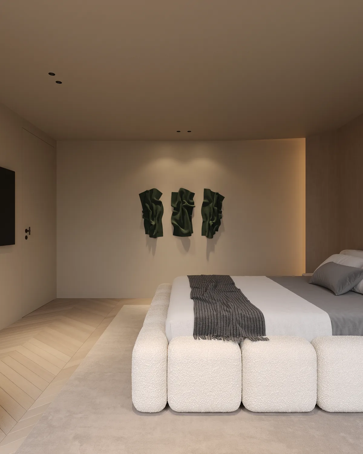 Masterslaapkamer met het drieluik in groen